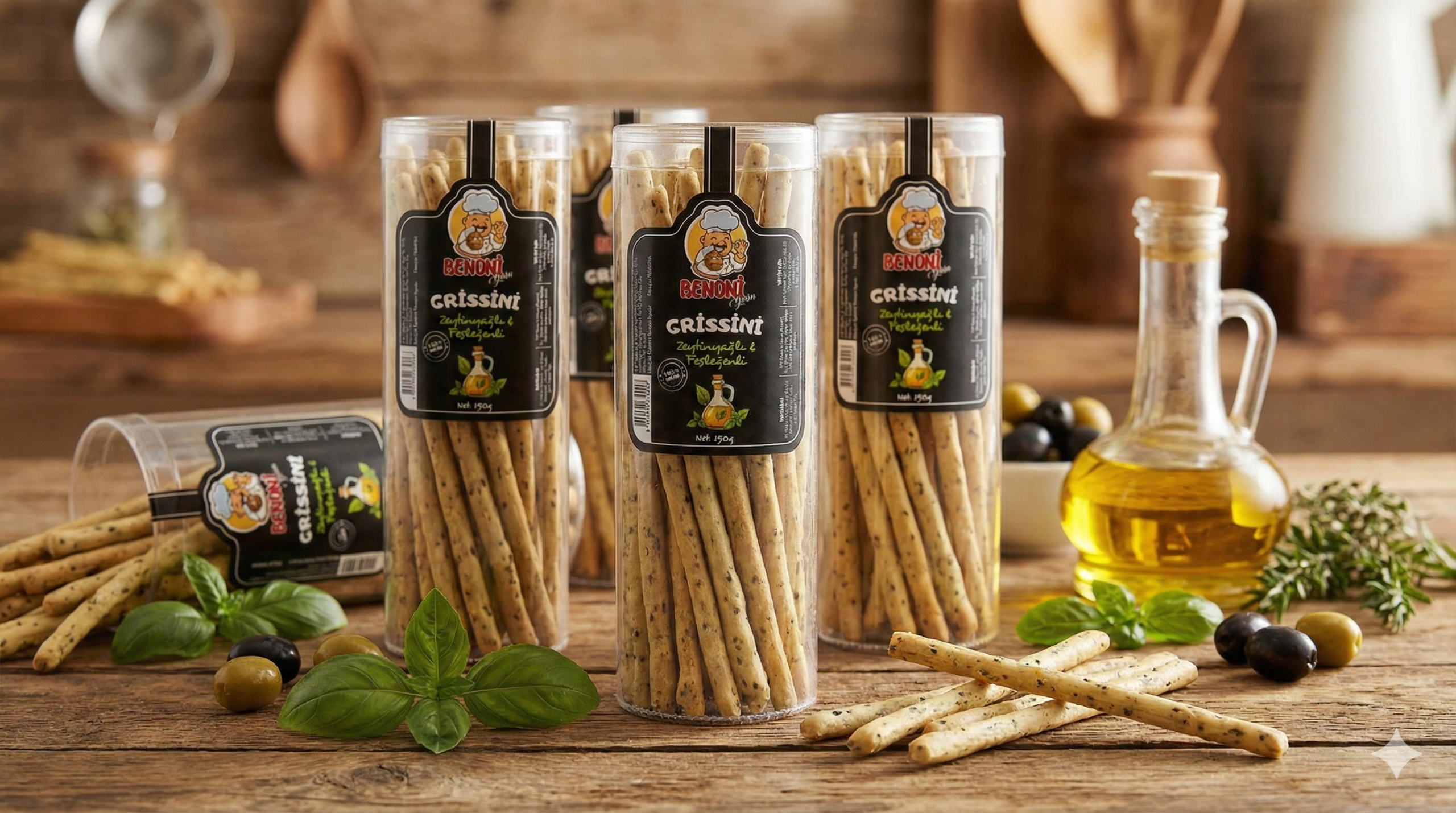 Zeytinliyağlı ve Fesleğenli Grissini